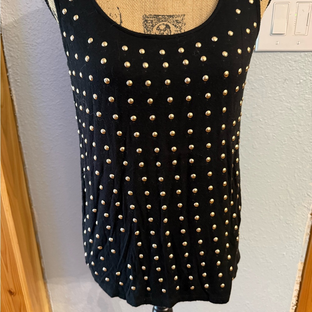 WD.NY Black Tank Top with Metallic Accents